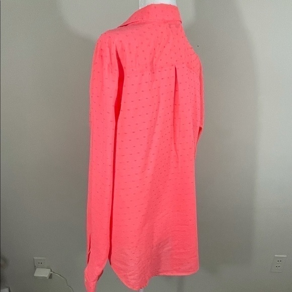 Old Navy sz XL shirt 3/4 button front textured fabric in coral long sleeve - Picture 5 of 10